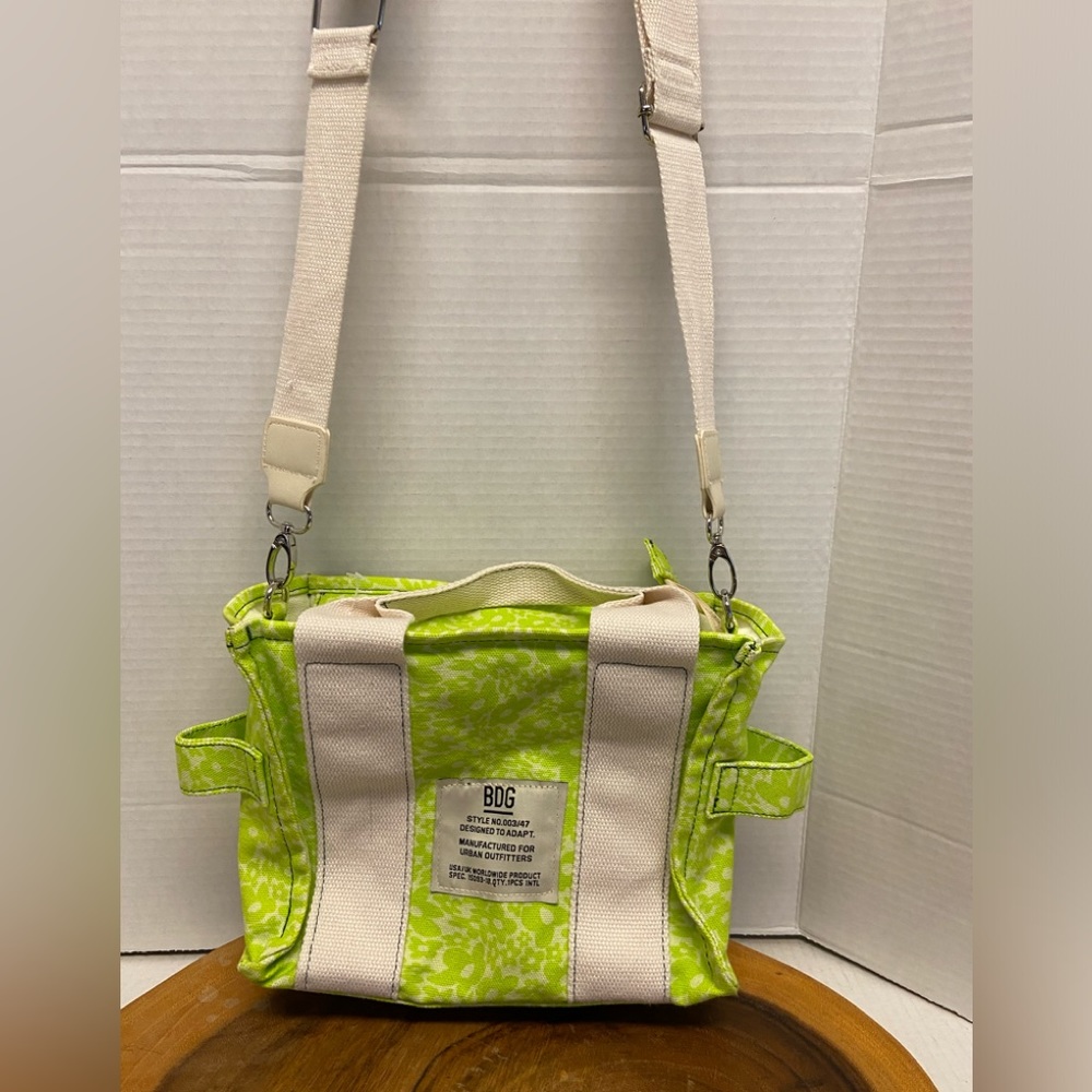 BDG Neon Green Canvas Tote Bag with Shoulder Strap